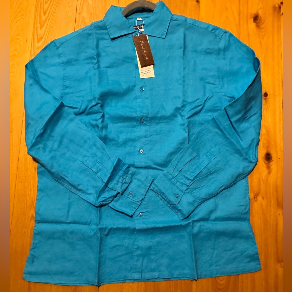 100% linen button down long sleeve shirt